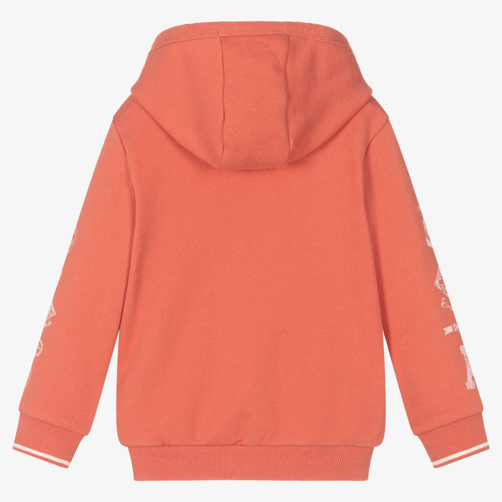 IKKS Boys Orange Cotton Zip Up Hoodie