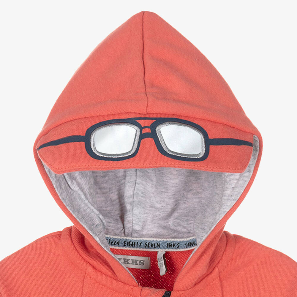 IKKS Boys Orange Cotton Zip Up Hoodie