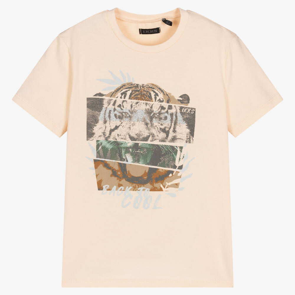 Boys Orange Tiger Cotton T Shirt