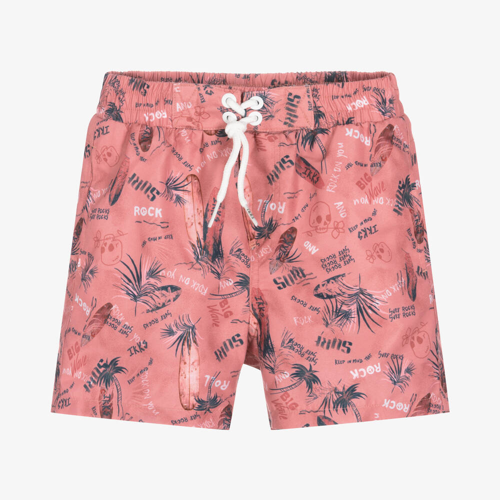 IKKS - Boys Pink Surf Print Swim Shorts | Childrensalon Outlet