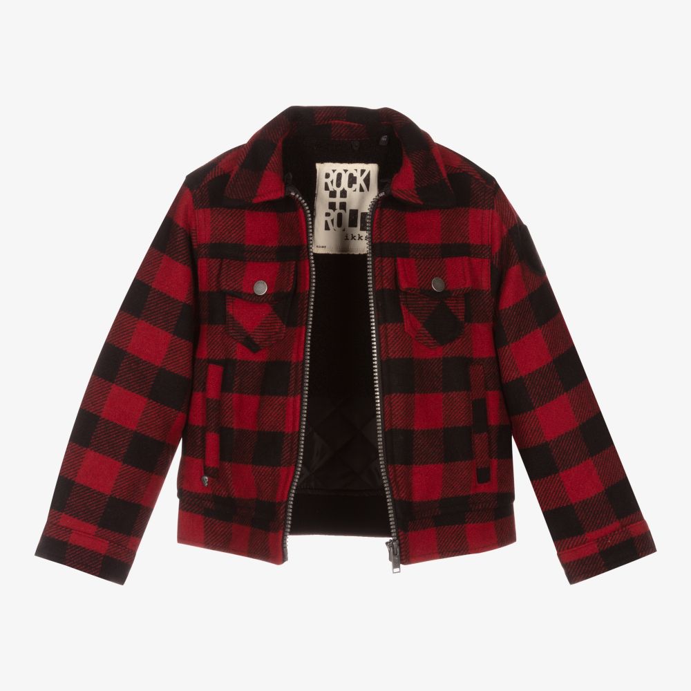 IKKS-Boys Red Check Jacket | Childrensalon Outlet