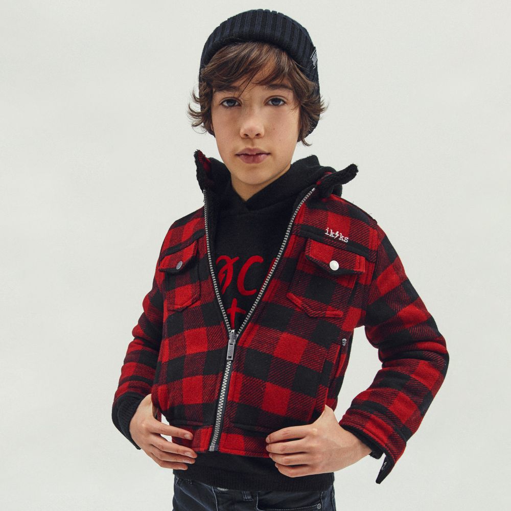 IKKS Veste carreaux rouge Gar on