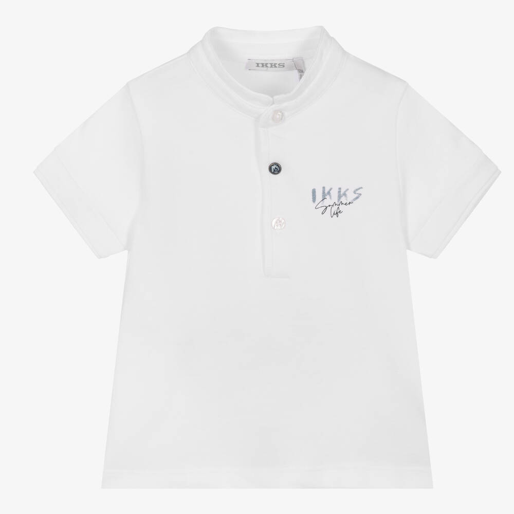 IKKS - Boys White Cotton Piqué Top | Childrensalon