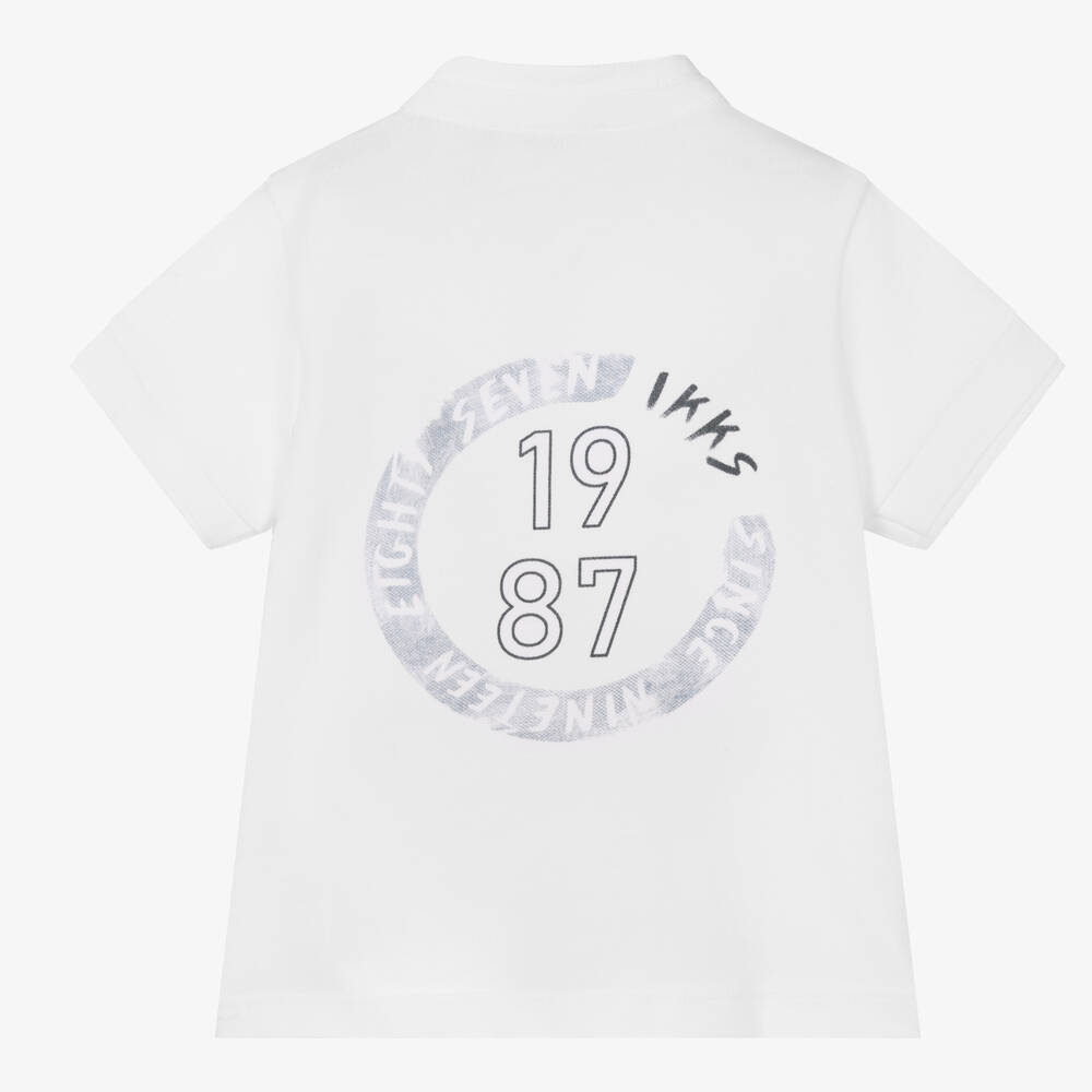 IKKS-Boys White Cotton Piqué Top | Childrensalon Outlet