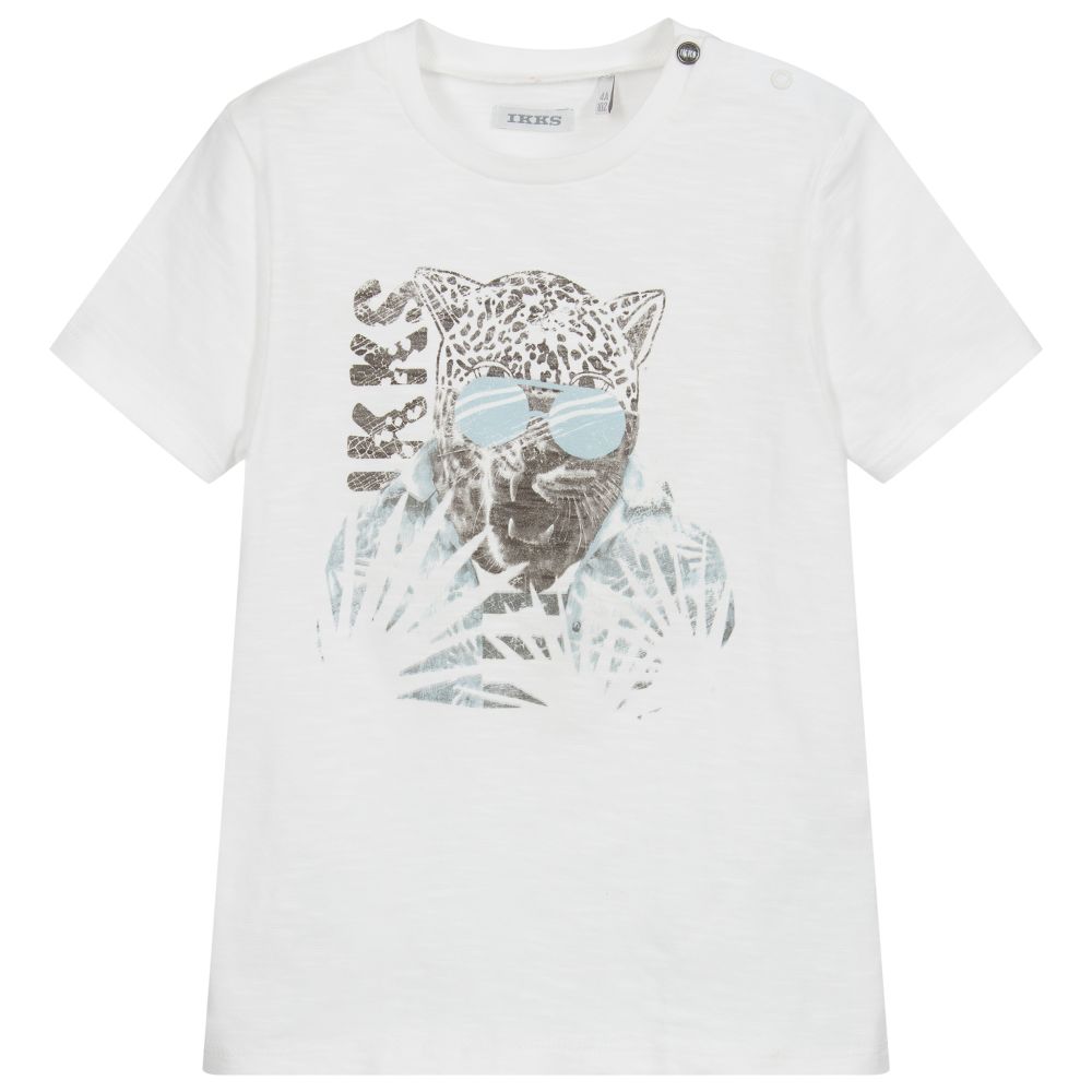 IKKS - Boys White Cotton T-Shirt | Childrensalon