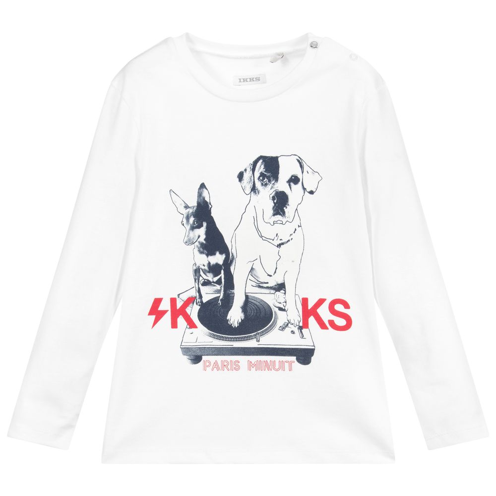 IKKS - توب قطن عضوي لون أبيض للأولاد  | Childrensalon