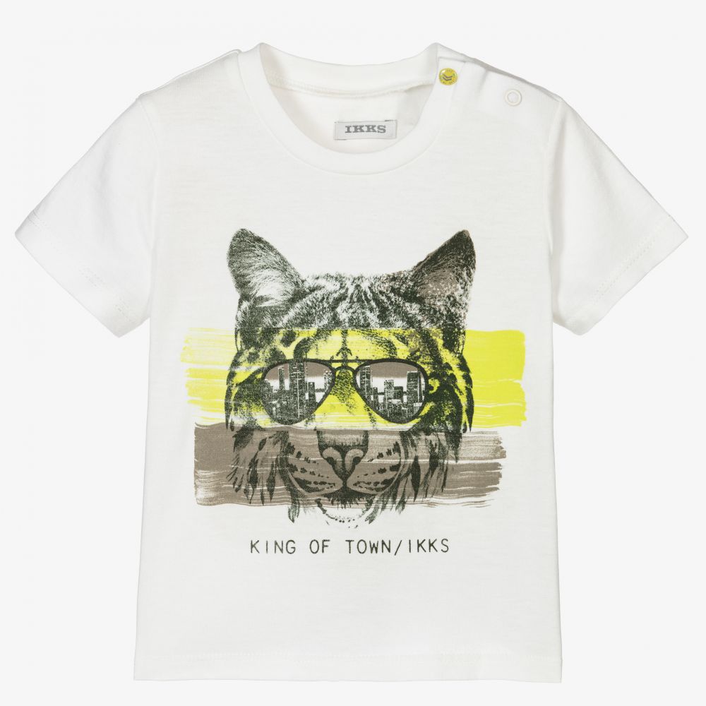 IKKS - Белая футболка с тигром для мальчиков | Childrensalon