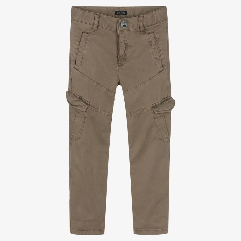 IKKS - Brown Cotton Cargo Trousers | Childrensalon