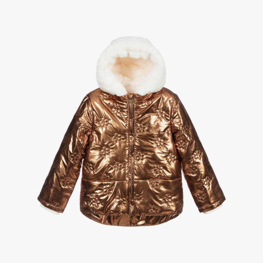 IKKS-جاكيت هودي لون ذهبي داكن وعاجي | Childrensalon Outlet