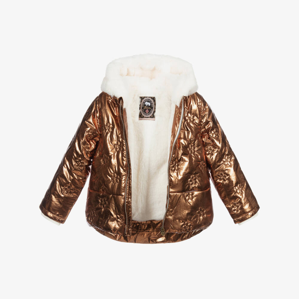 IKKS-جاكيت هودي لون ذهبي داكن وعاجي | Childrensalon Outlet