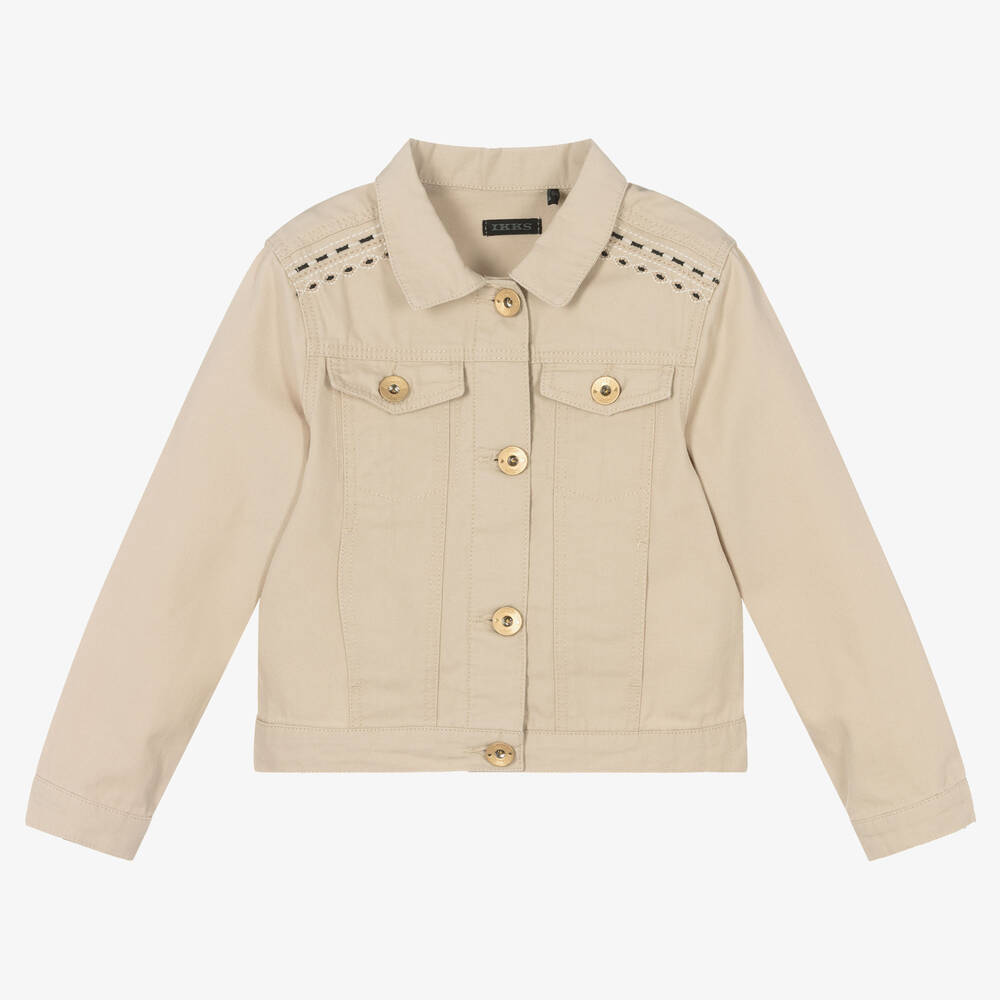 IKKS - Girls Beige Canvas Jacket | Childrensalon