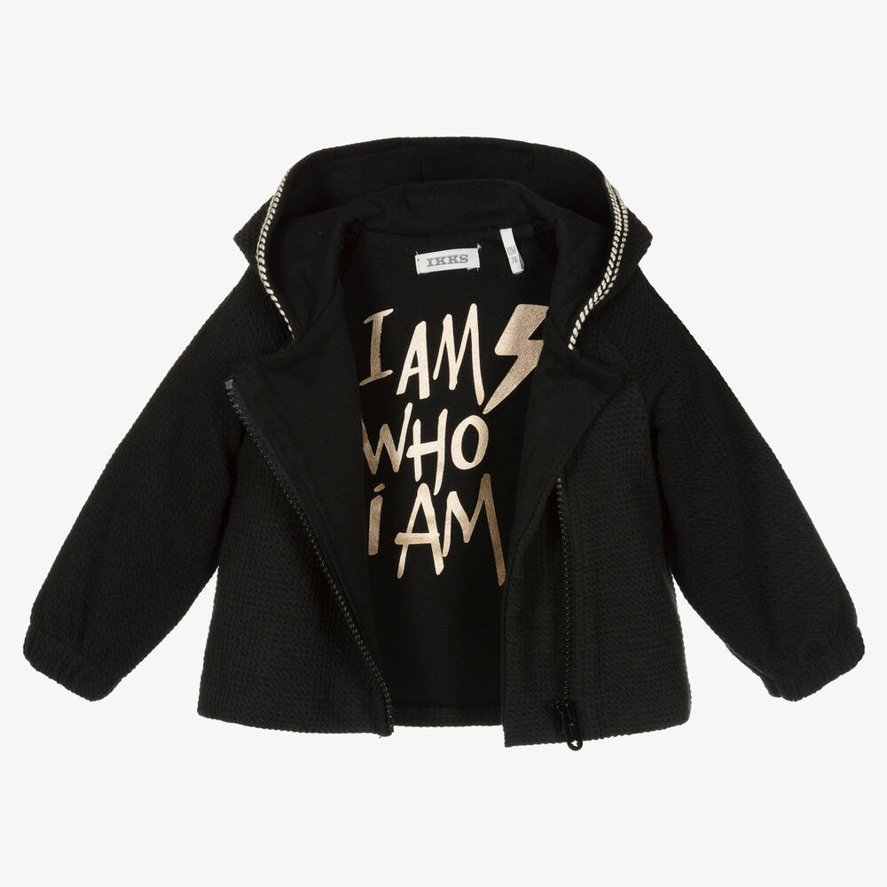 IKKS-Girls Black Cotton Zip-Up Top | Childrensalon Outlet