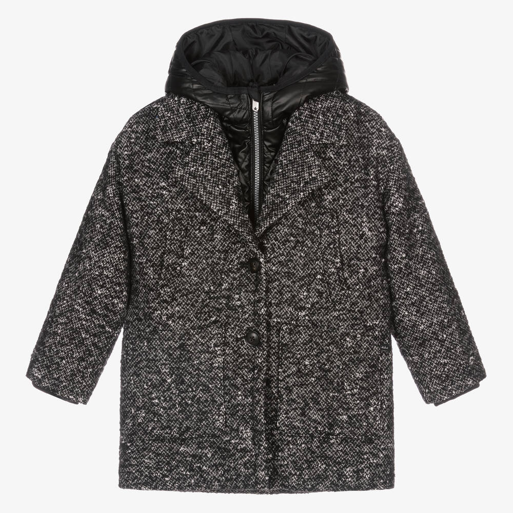 IKKS - Черное пальто с капюшоном | Childrensalon