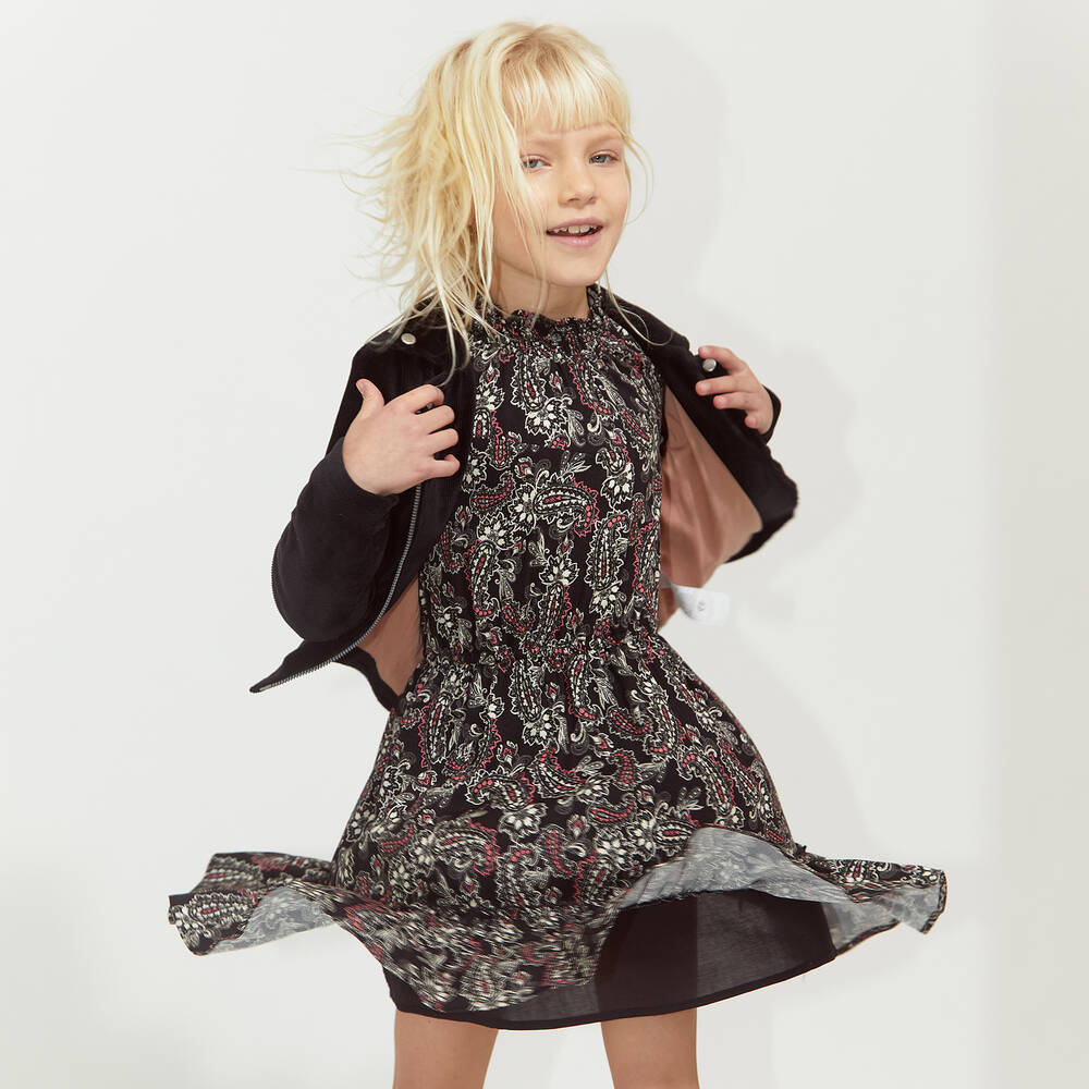 IKKS-Girls Black Paisley Dress | Childrensalon Outlet
