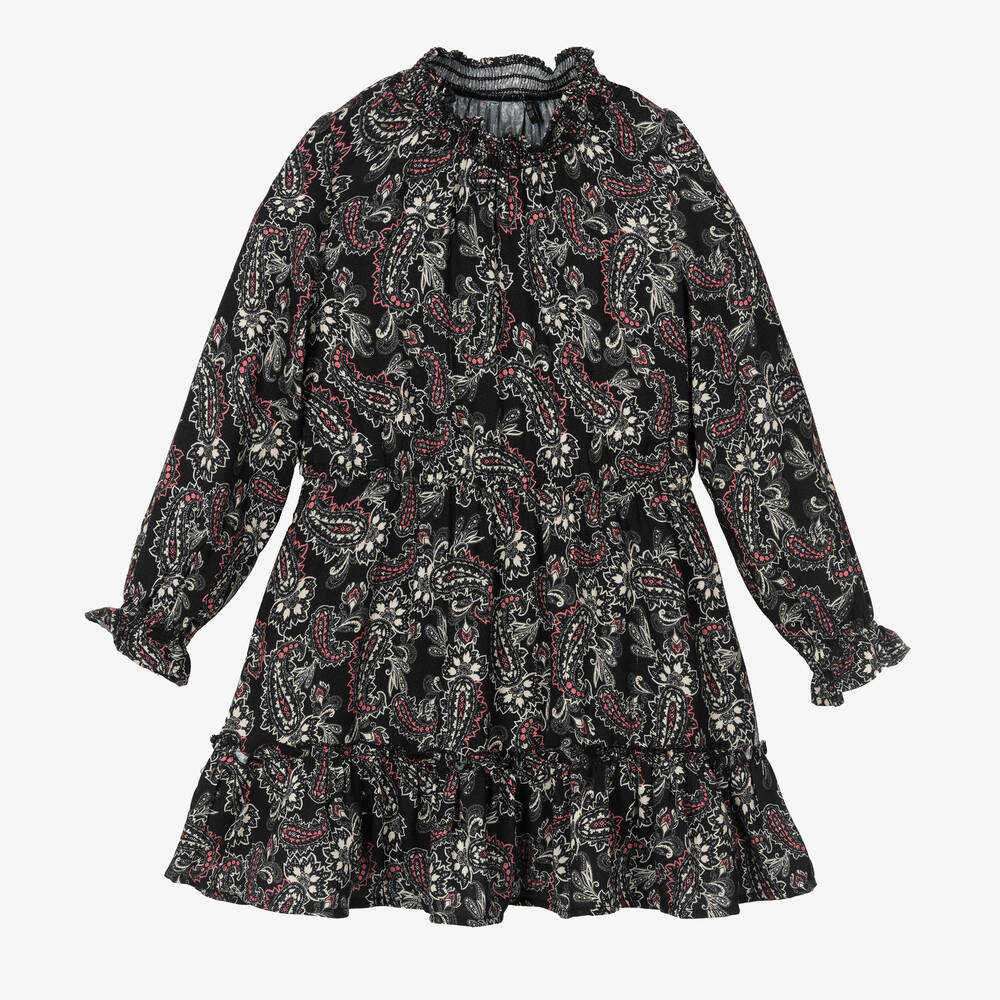 IKKS-Черное платье с узором пейсли | Childrensalon Outlet