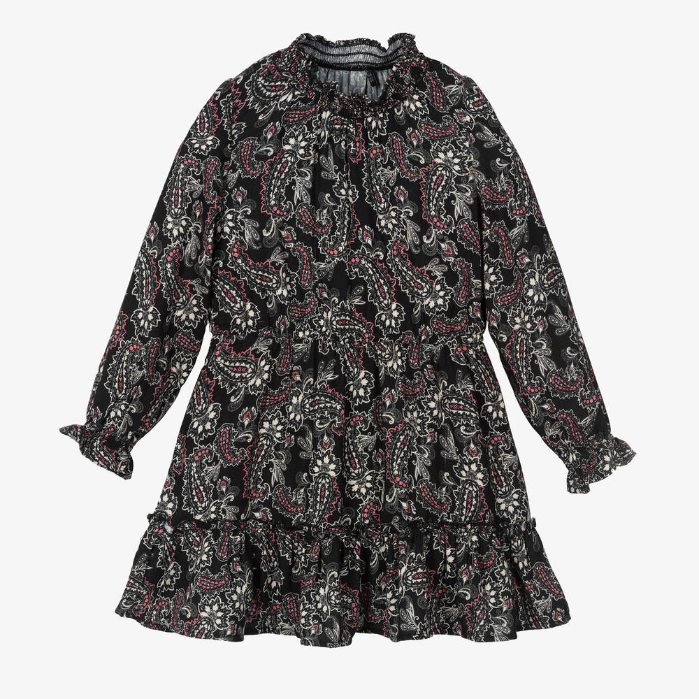 IKKS - Schwarzes Paisley-Kleid (M) | Childrensalon