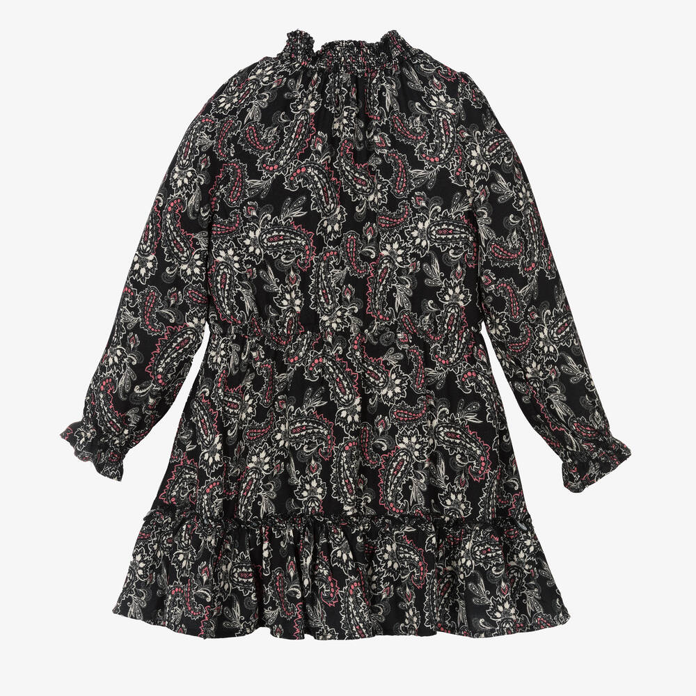 IKKS-Girls Black Paisley Dress | Childrensalon Outlet