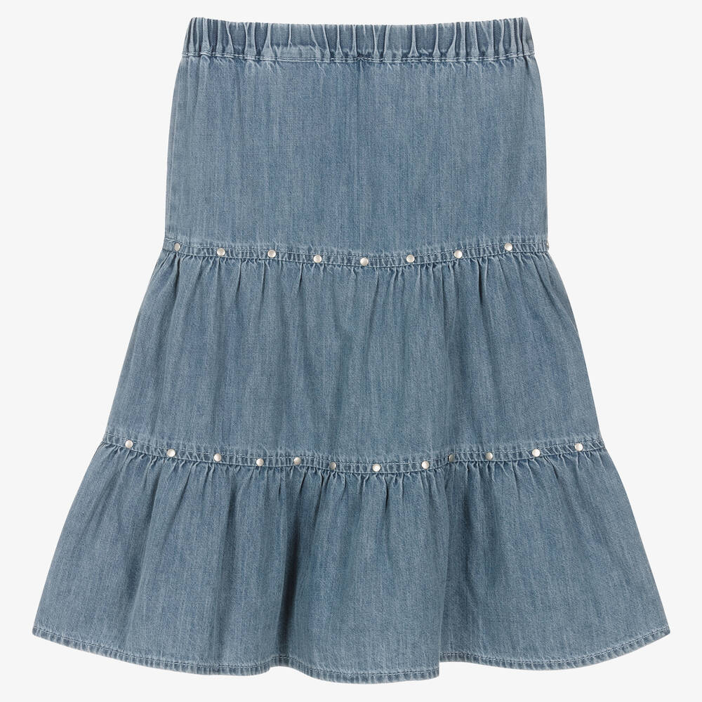 IKKS-Girls Blue Chambray Skirt | Childrensalon Outlet