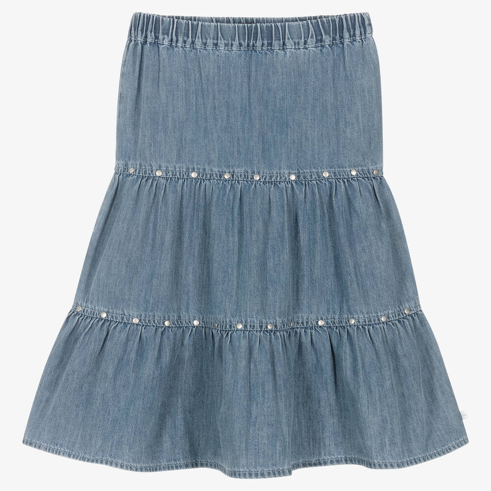IKKS - Girls Blue Chambray Skirt | Childrensalon