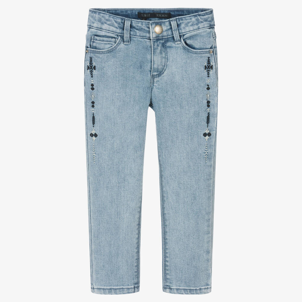 IKKS - Girls Blue Cotton Denim Jeans | Childrensalon