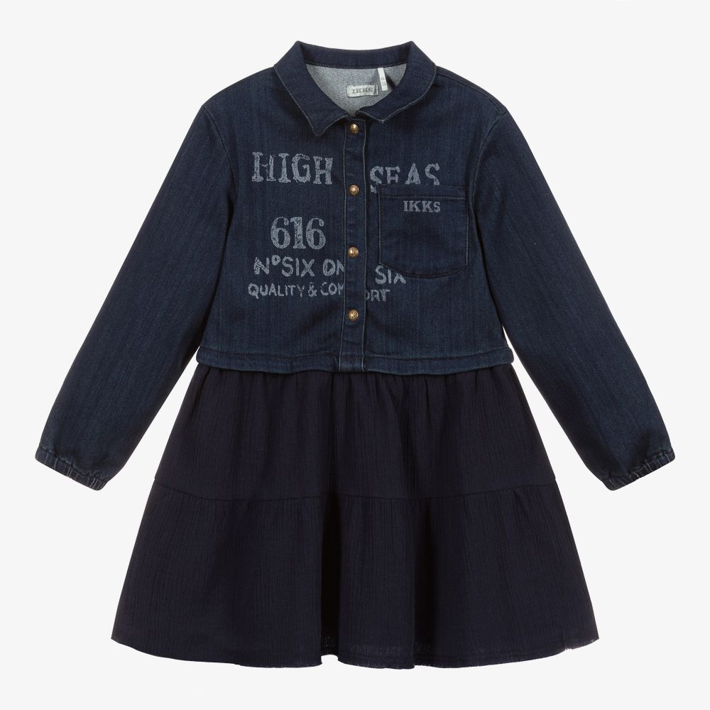 IKKS - Синее джинсовое платье для девочек | Childrensalon