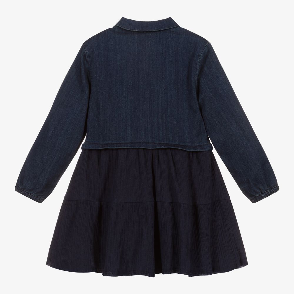 IKKS-فستان قطن دنيم لون كحلي | Childrensalon Outlet