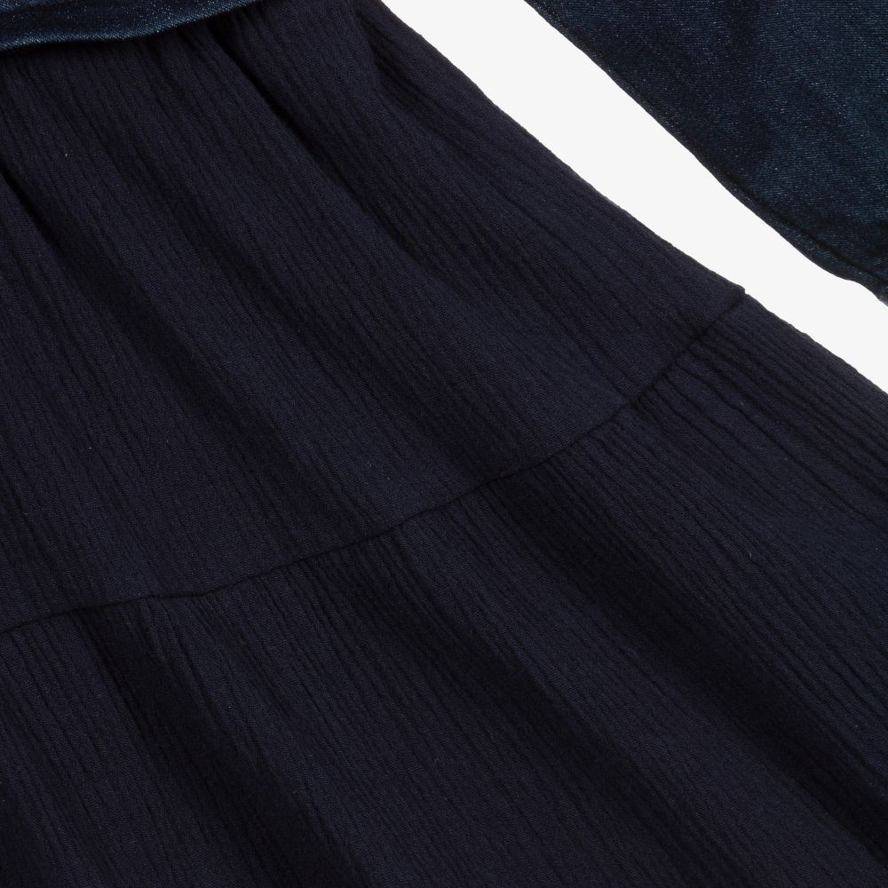 IKKS-فستان قطن دنيم لون كحلي | Childrensalon Outlet