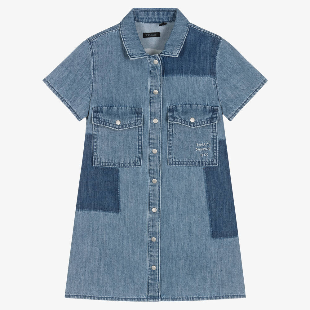 IKKS - Girls Blue Denim Dress | Childrensalon