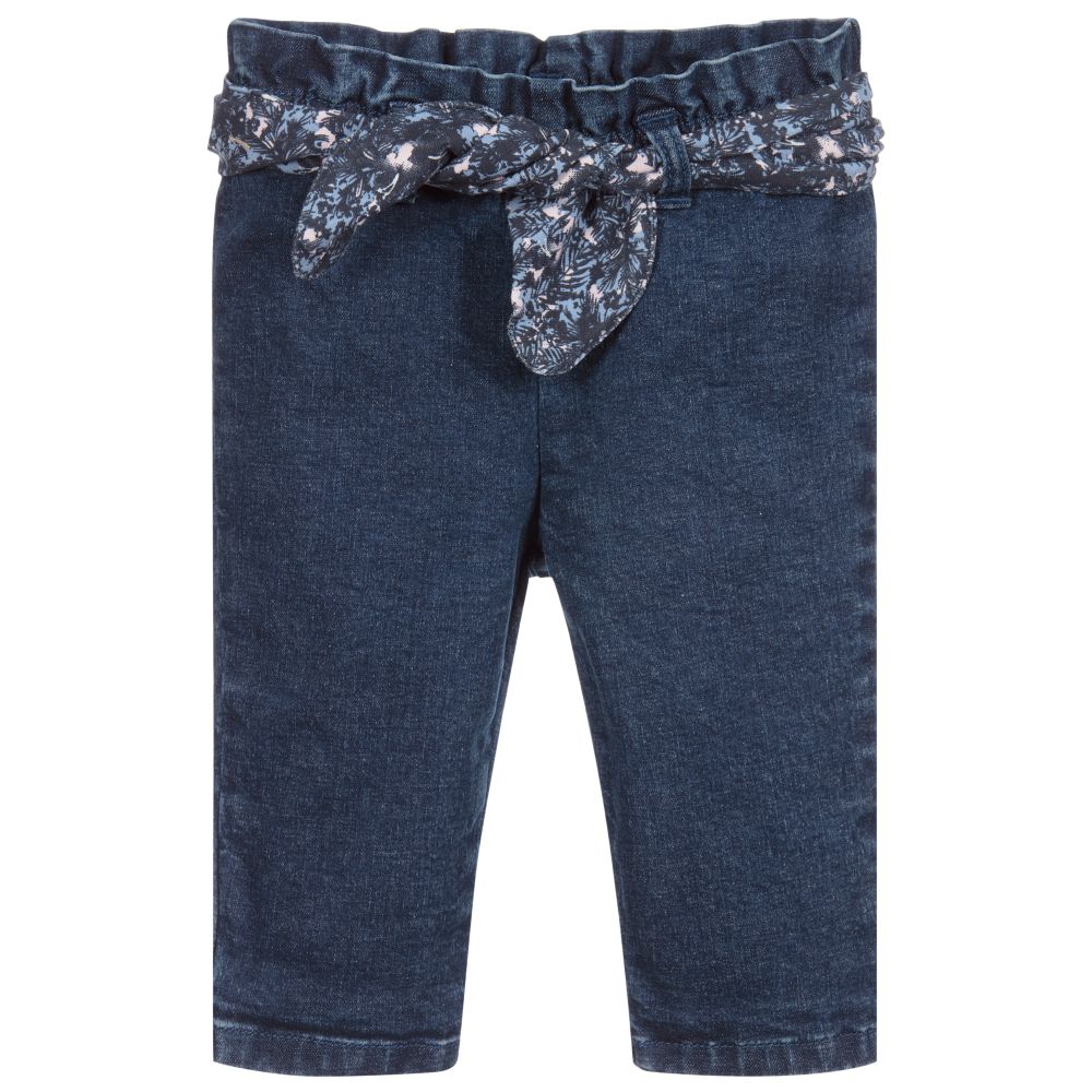 IKKS - Blaue Jeans mit Gürtel für Mädchen | Childrensalon