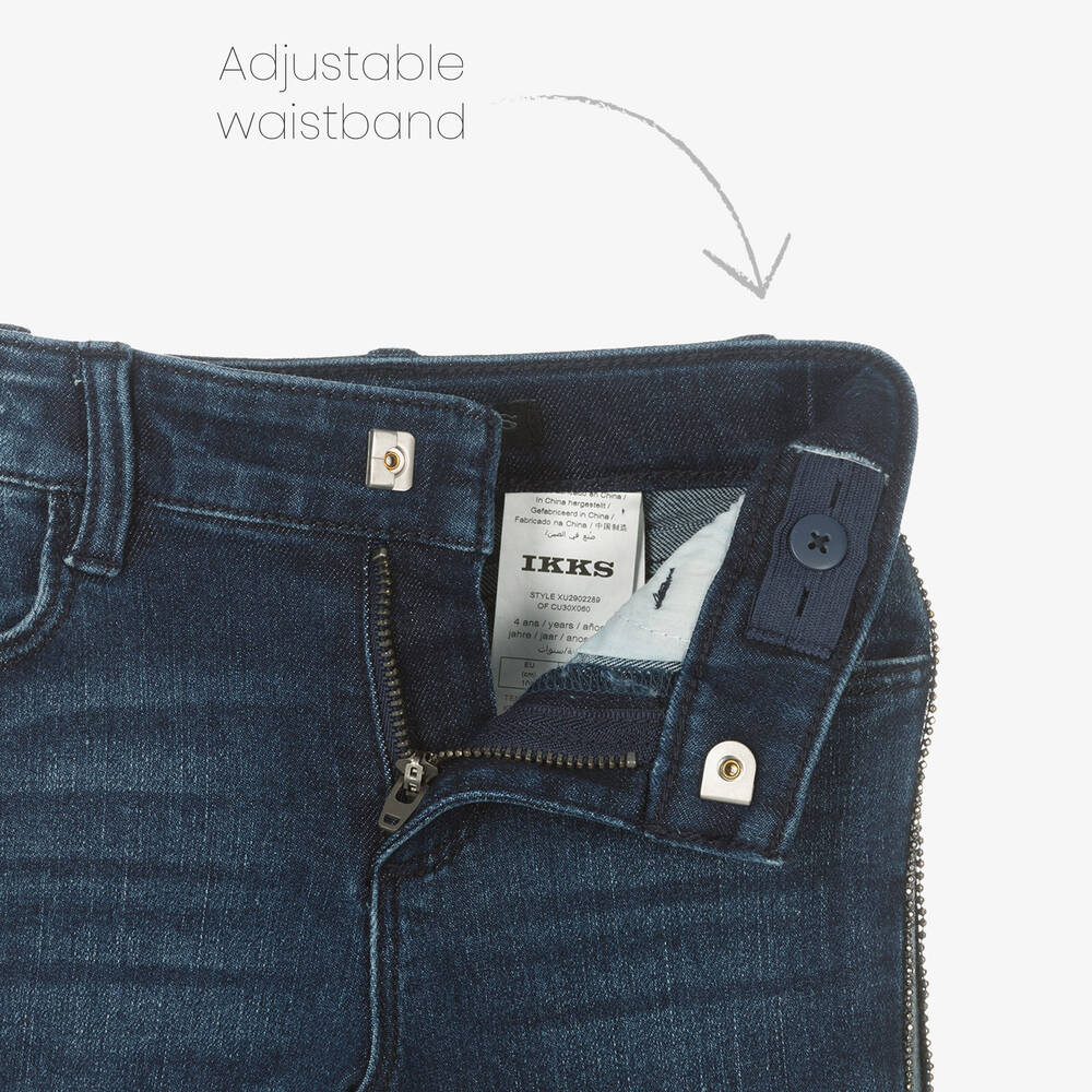 IKKS-Girls Blue Diamanté Denim Jeans | Childrensalon Outlet
