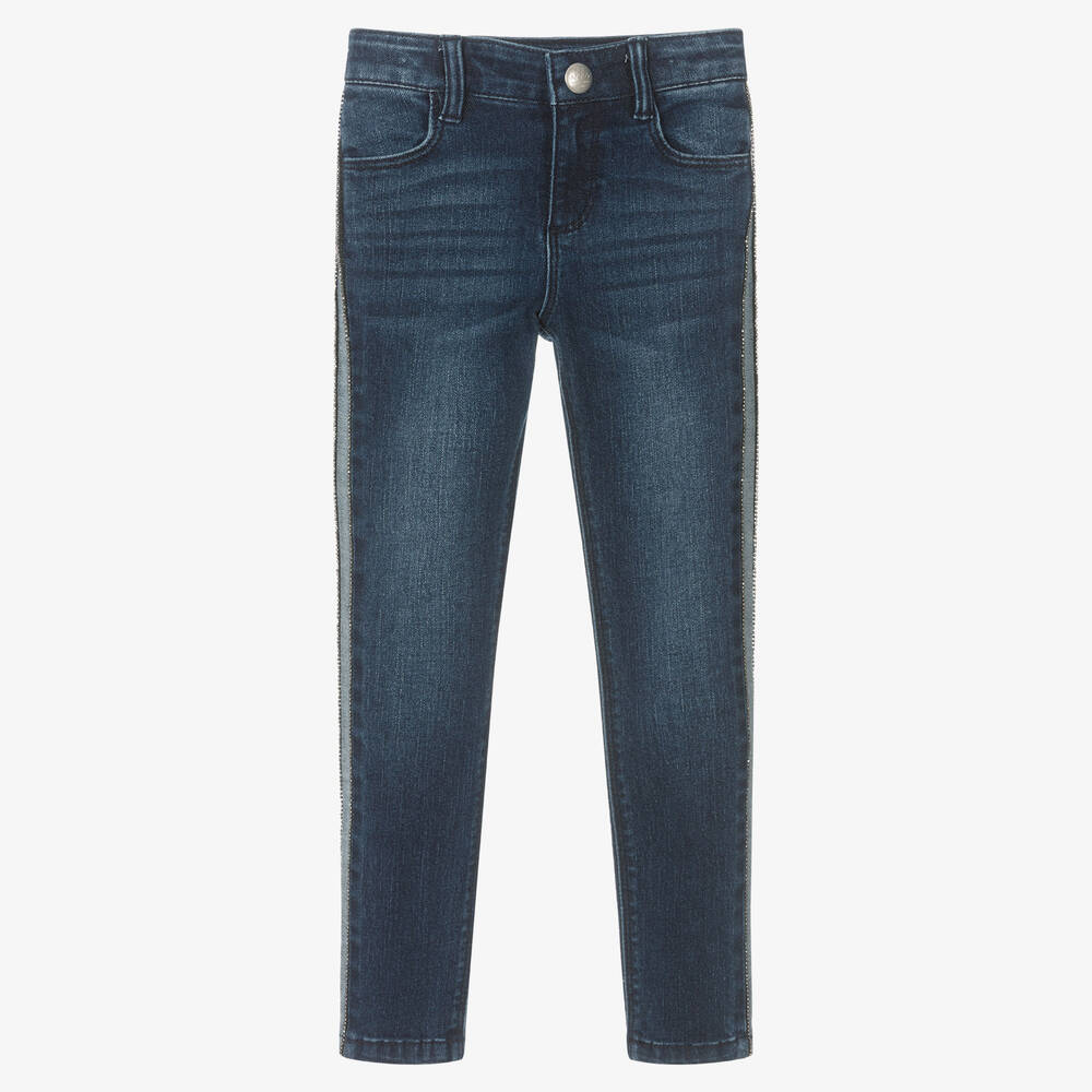 IKKS - Girls Blue Diamanté Denim Jeans | Childrensalon