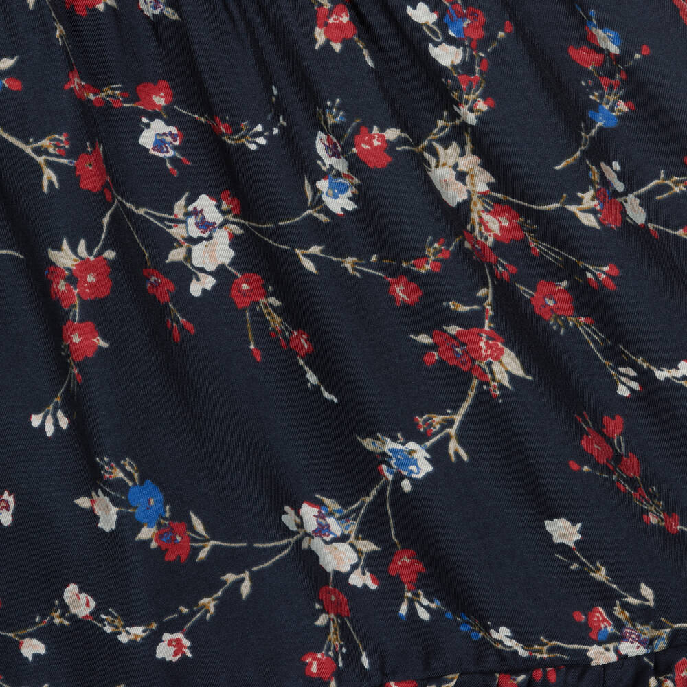 IKKS-Girls Blue Floral Silk Dress | Childrensalon Outlet