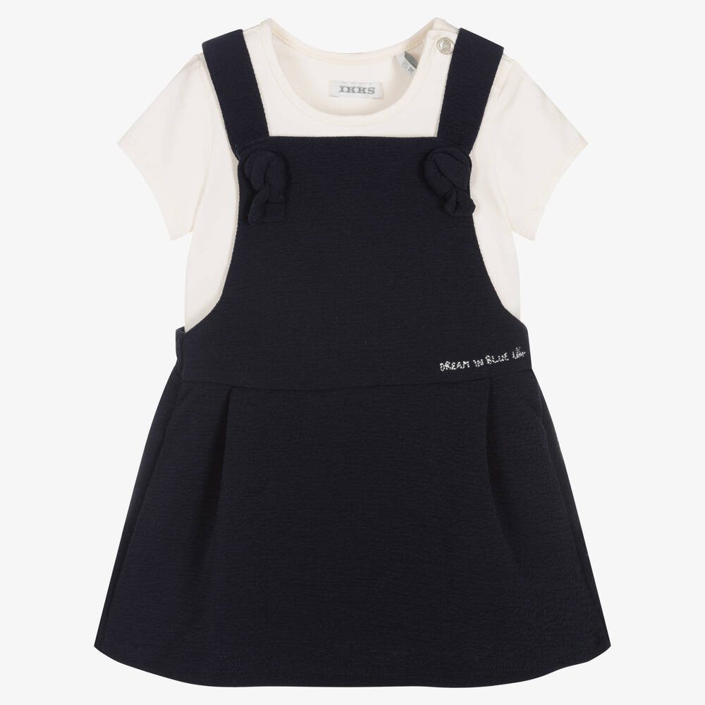 IKKS-Girls Blue & Ivory Dress Set | Childrensalon Outlet