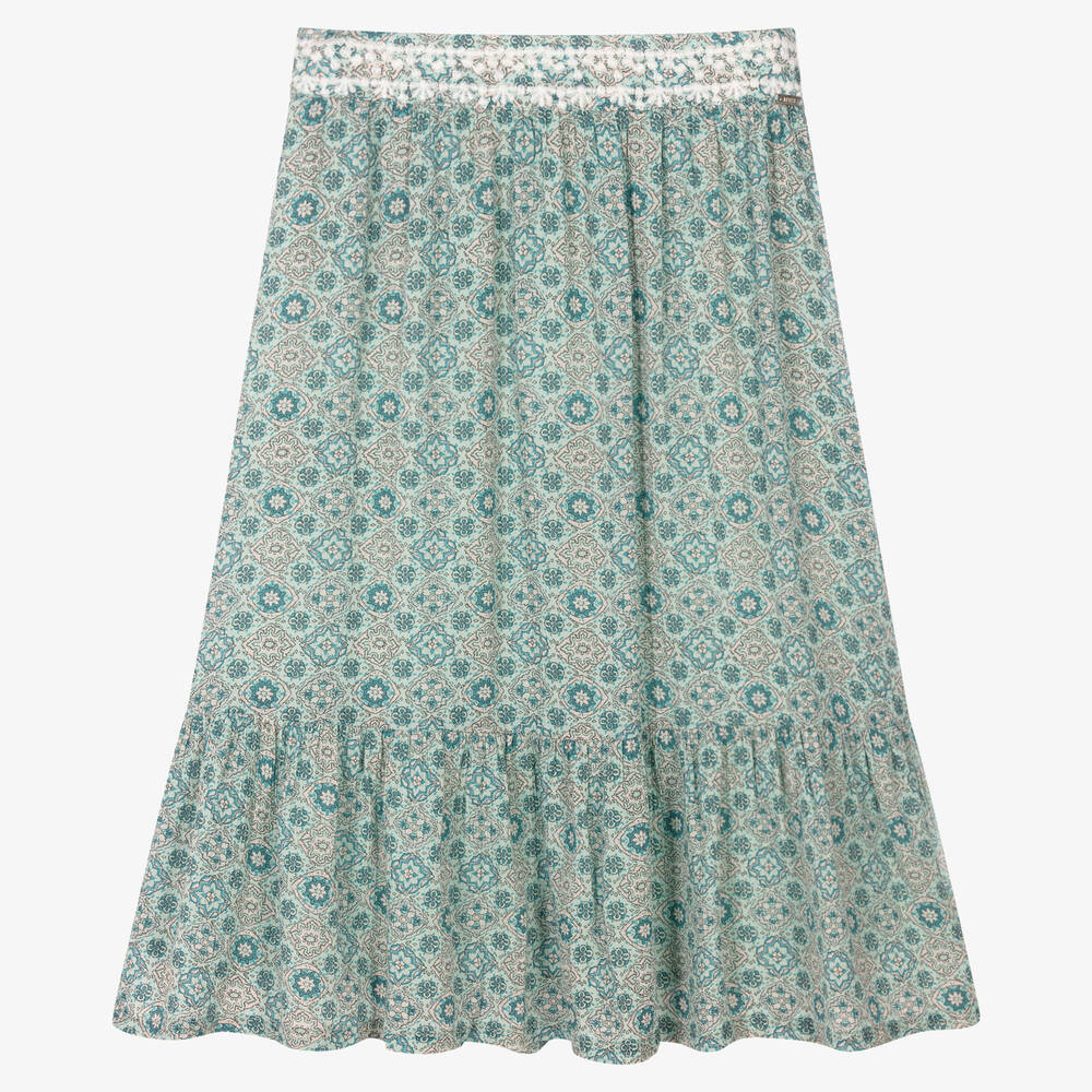 IKKS - Girls Blue Mosaic Modal Skirt | Childrensalon