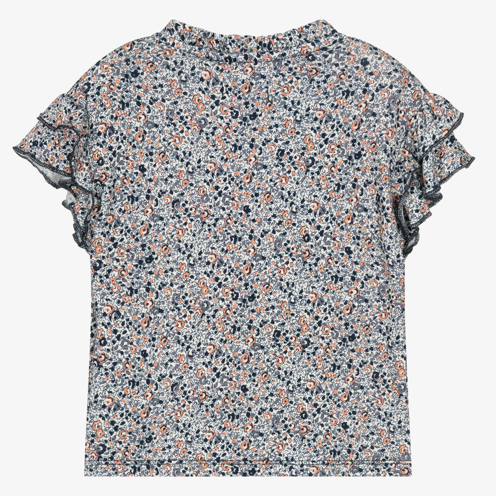IKKS-Girls Blue & Pink Floral Top | Childrensalon Outlet