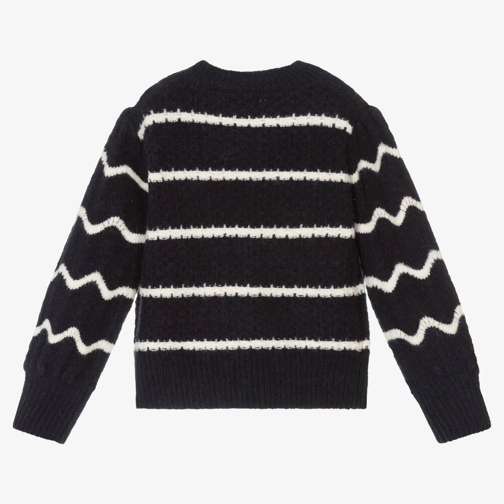IKKS-Girls Blue Stripe Knit Jumper | Childrensalon Outlet