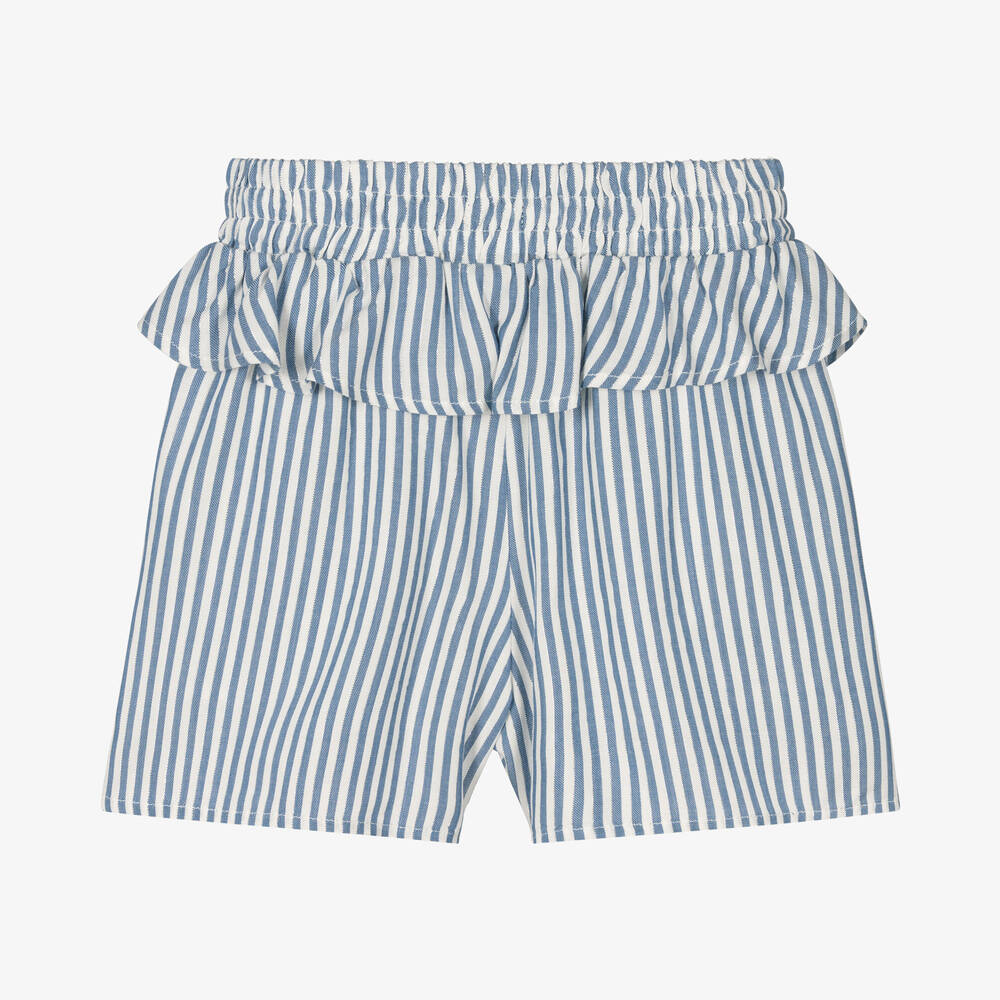 IKKS-Girls Blue Striped Viscose Shorts | Childrensalon Outlet