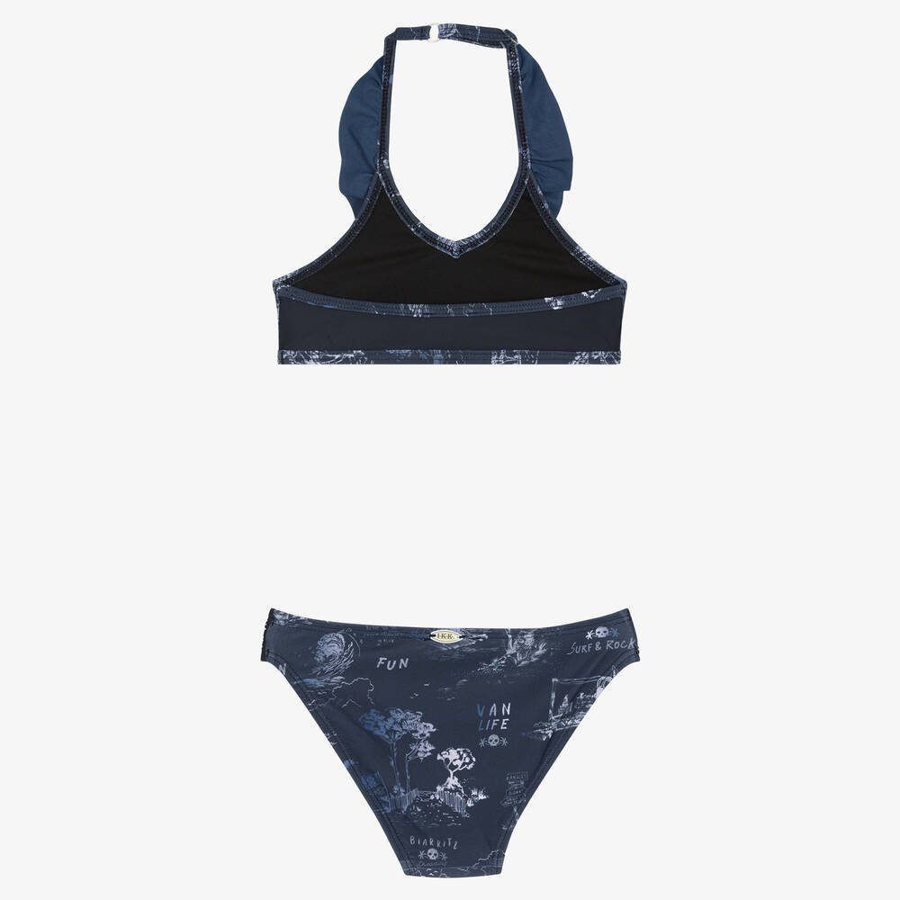 IKKS-Girls Blue Surf Print Bikini | Childrensalon Outlet