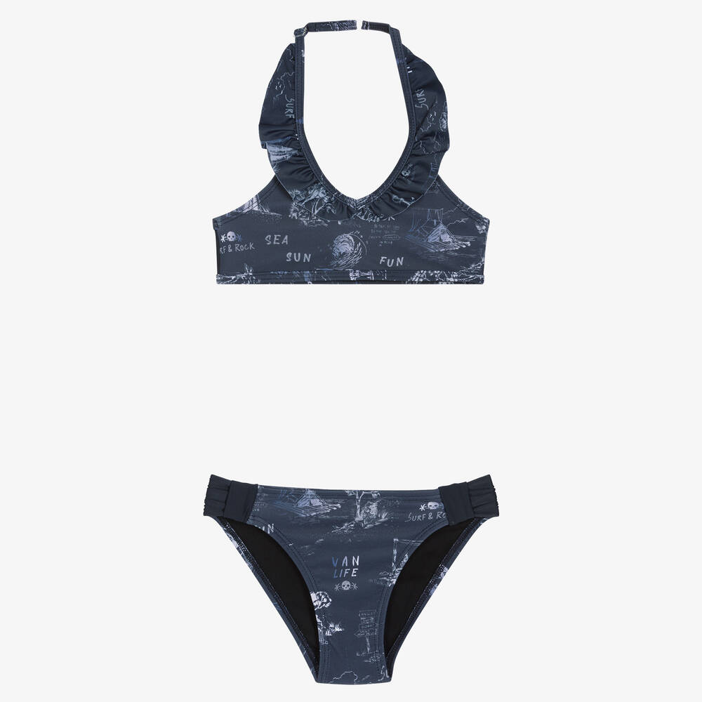 IKKS - Girls Blue Surf Print Bikini | Childrensalon