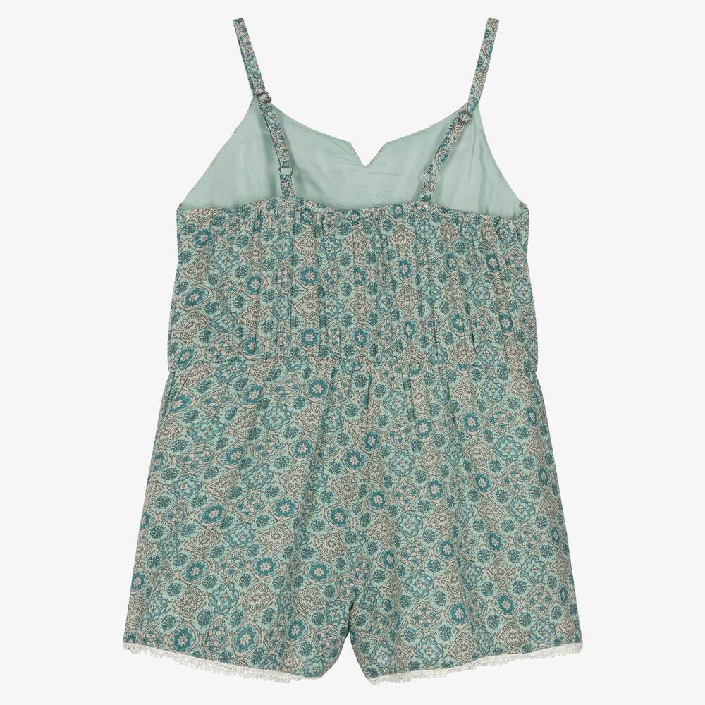 IKKS-Girls Blue Tile Print Playsuit | Childrensalon Outlet