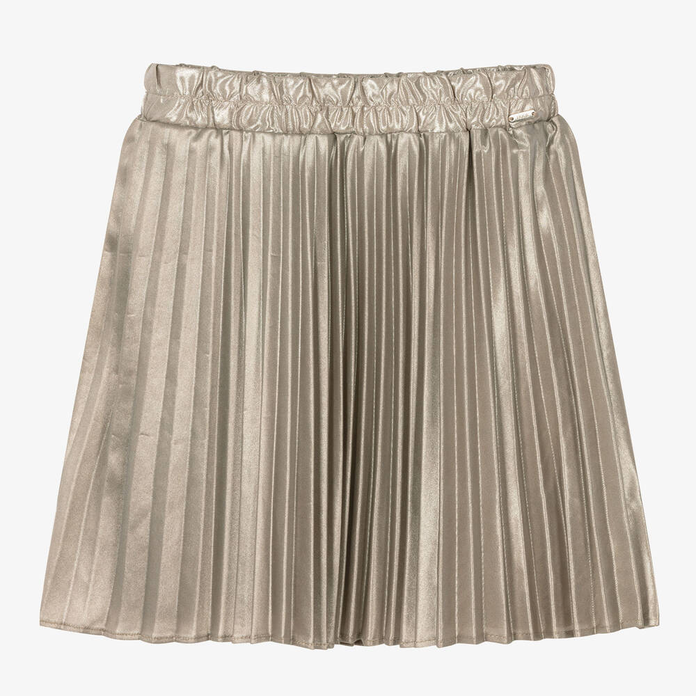IKKS - Girls Gold Pleated Skirt | Childrensalon