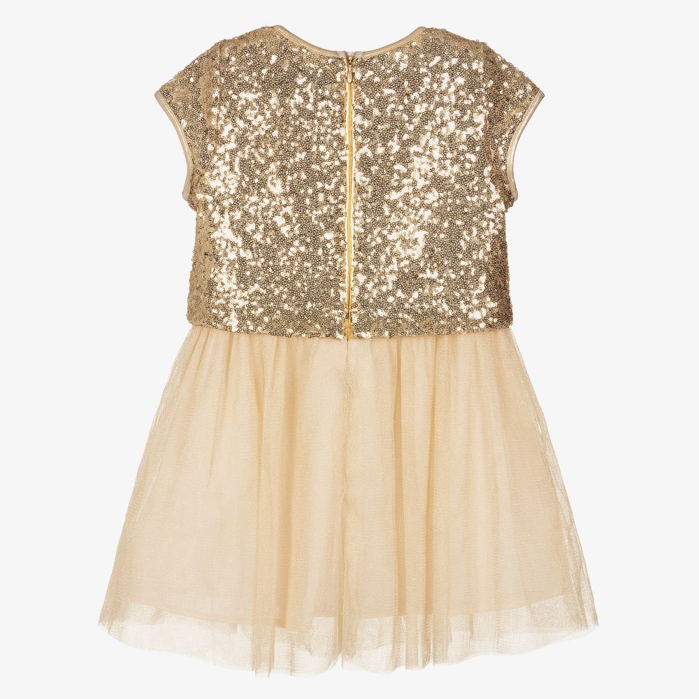 IKKS Girls Gold Sequin Dress