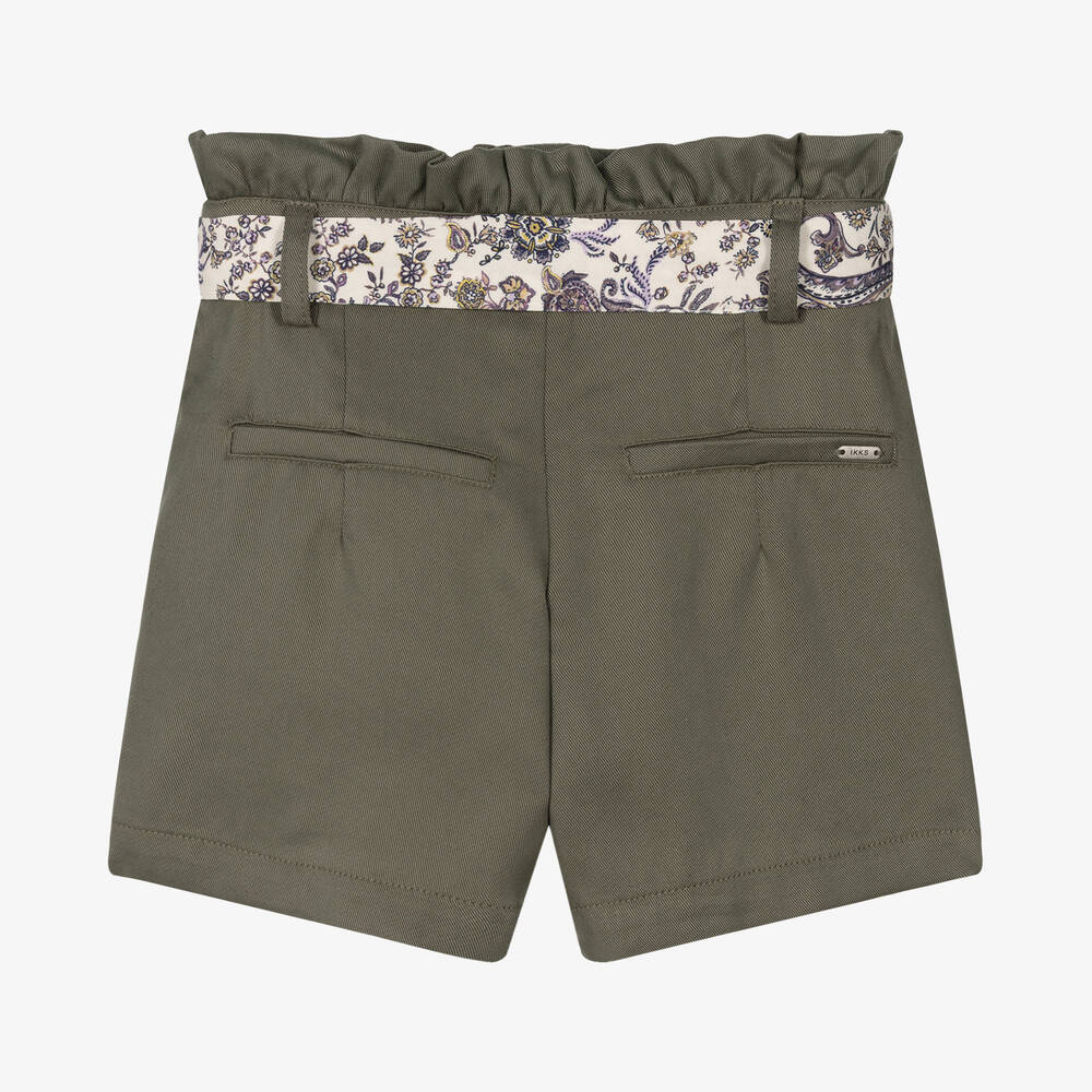 IKKS-Girls Green Belted Shorts | Childrensalon Outlet