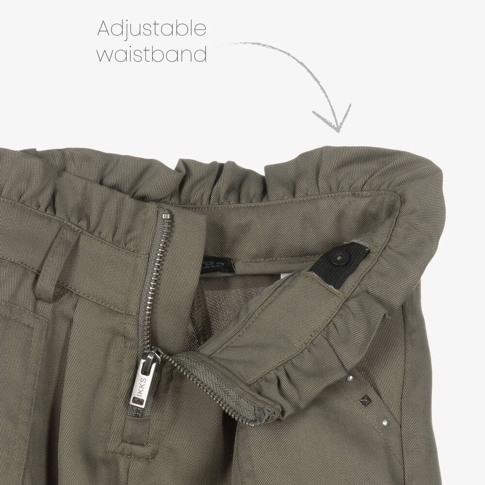 IKKS-Girls Green Belted Shorts | Childrensalon Outlet