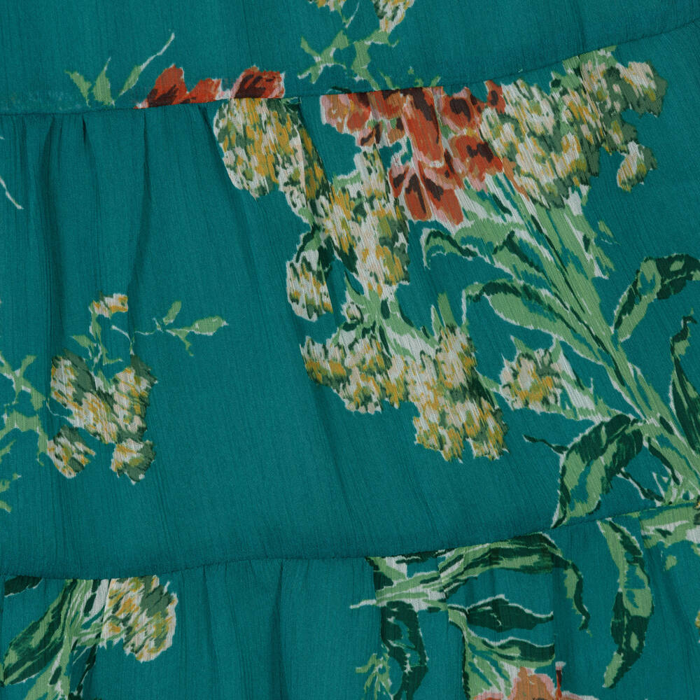 IKKS-Girls Green Floral Tiered Skirt | Childrensalon Outlet