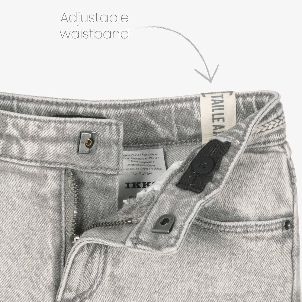 آي كيه كيه إس-Girls Grey Cotton Denim Shorts | Childrensalon Outlet