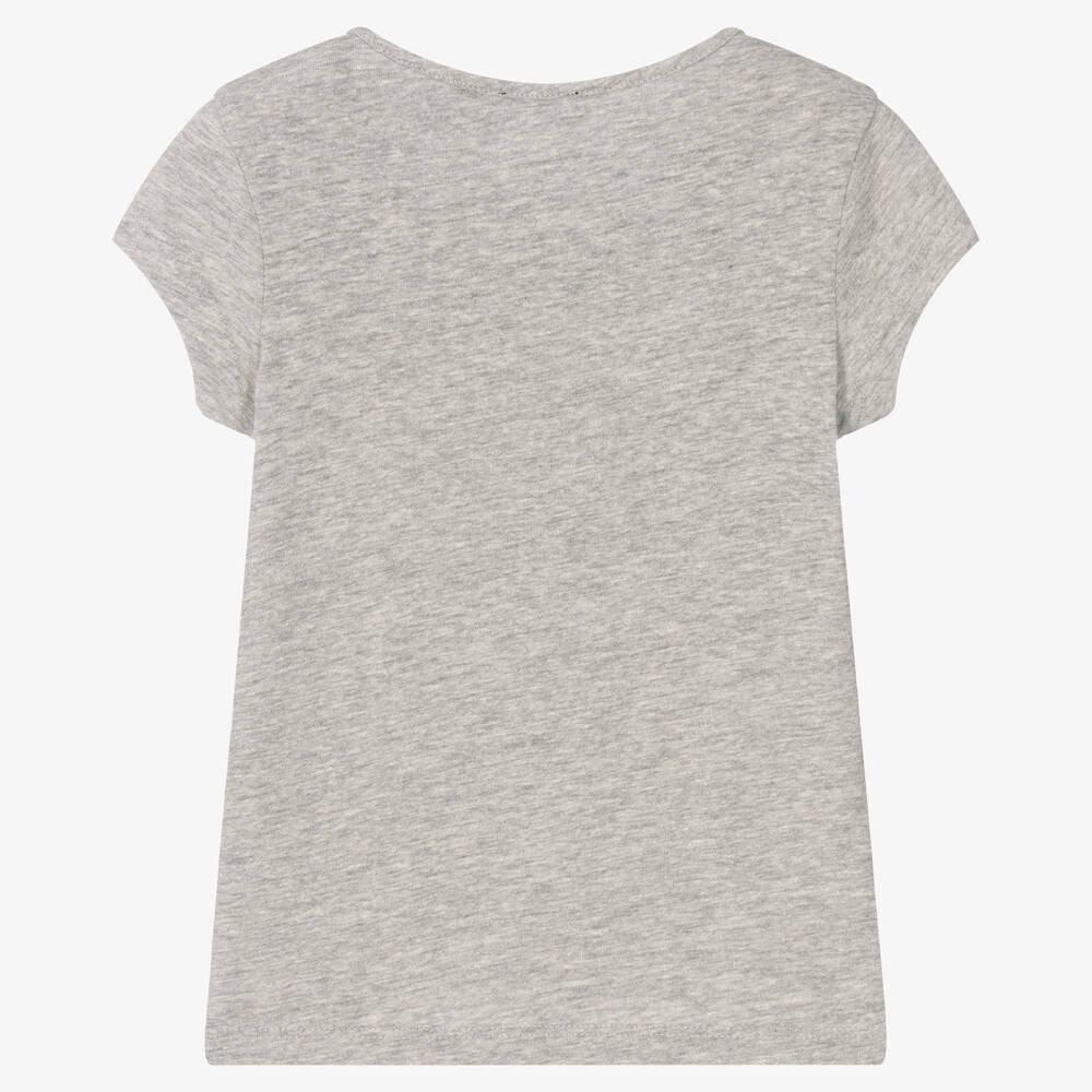 IKKS-Girls Grey Cotton T-Shirt | Childrensalon Outlet