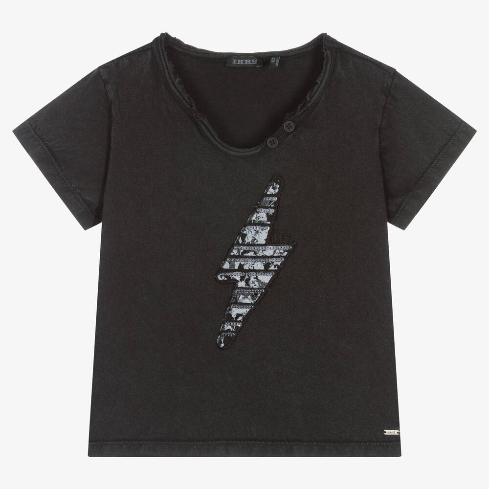 IKKS - Girls Grey Cotton T-Shirt | Childrensalon