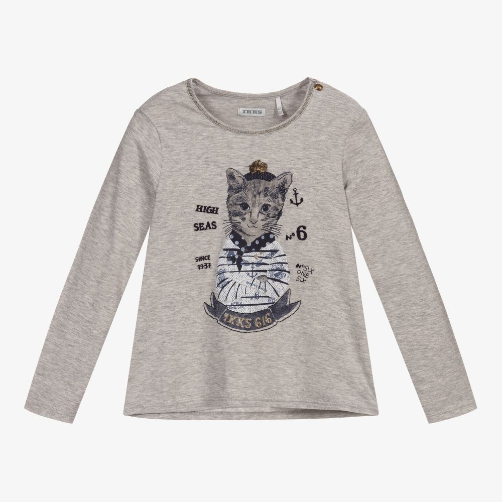 IKKS-Серый хлопковый топ для девочек | Childrensalon Outlet