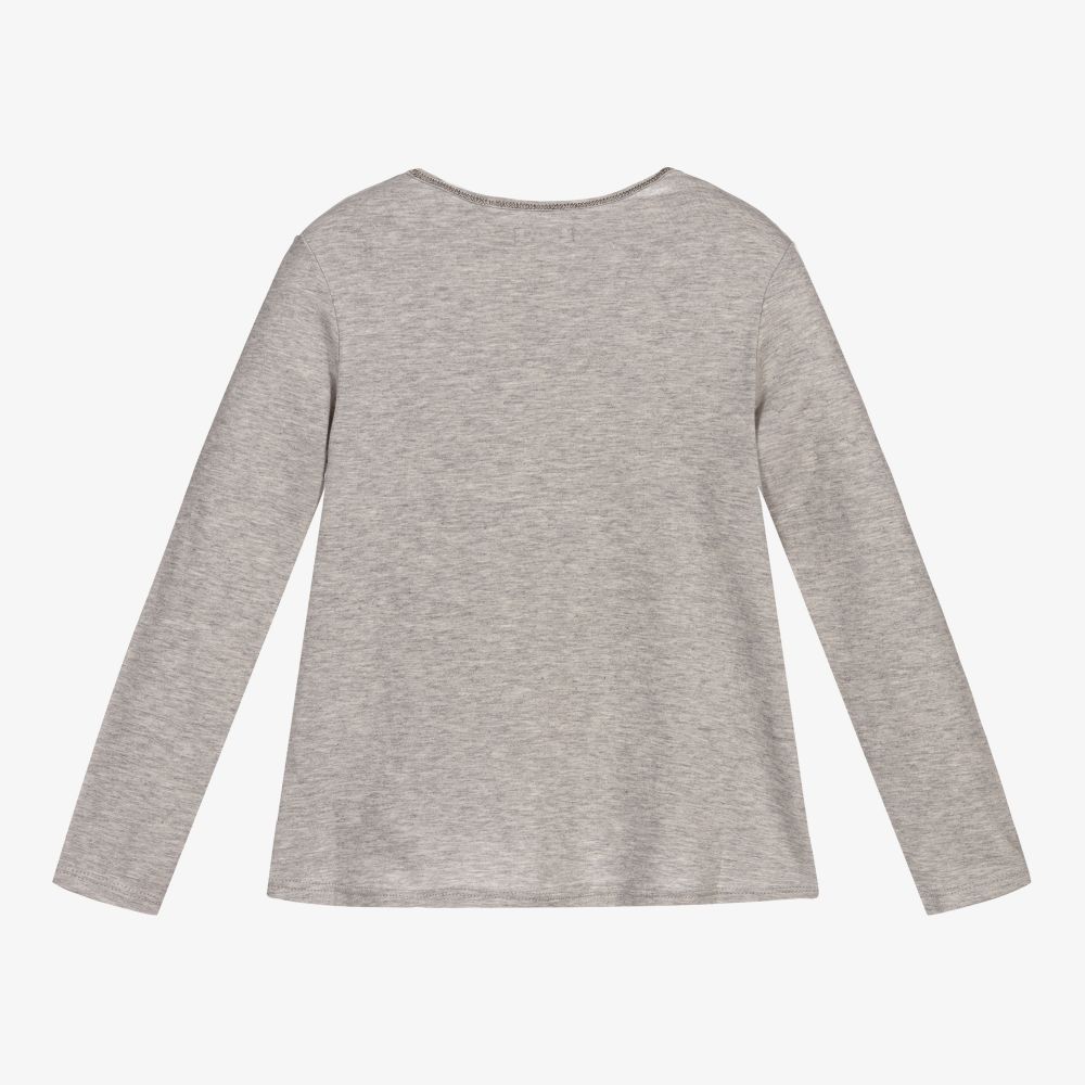 IKKS-Girls Grey Cotton Top | Childrensalon Outlet